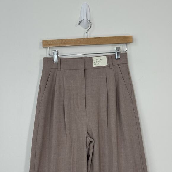 NWT Abercrombie & Fitch Ultra High Wide Leg Trousers Women's Size 25 / 0R Taupe - Picture 3 of 14
